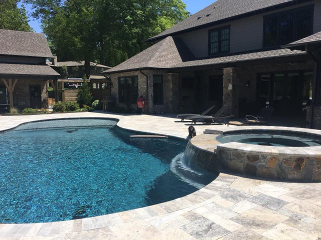 Gunite pool with 12 feet retaining wall Birmingham Alabama