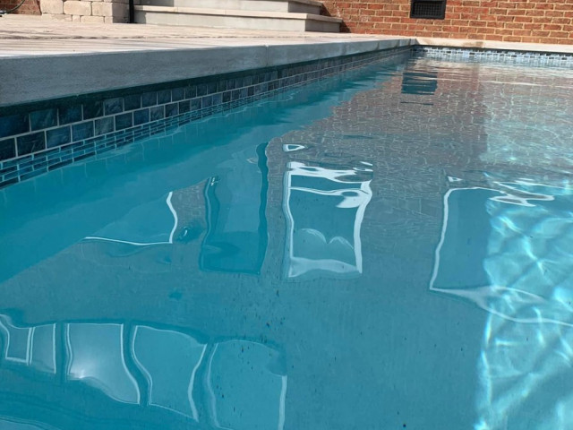 Birmingham Gunite Pool With Blue Quartz Plaster Limestone Coping